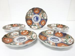 古伊万里　染錦　金彩色絵　七寸皿　5客